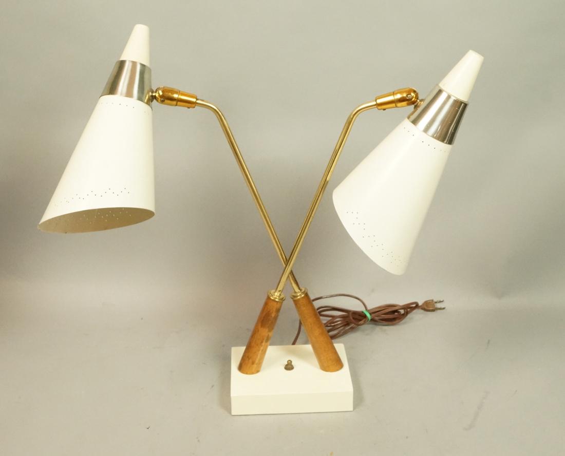 Double Shade Small Desk Table Lamp. Two cream met (1 of 9)
