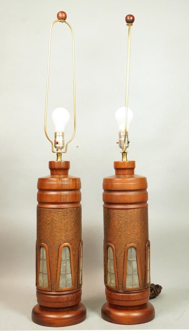 Pr Column Table Lamps with faux window design.  W (1 of 6)