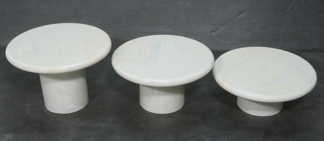 Set 3 Faux Marble Lacquer Side Tables. Decorator (1 of 7)