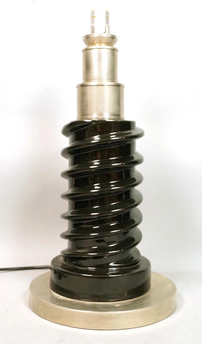 Black High Glaze Spiral Column Table Lamp. Screw (1 of 7)