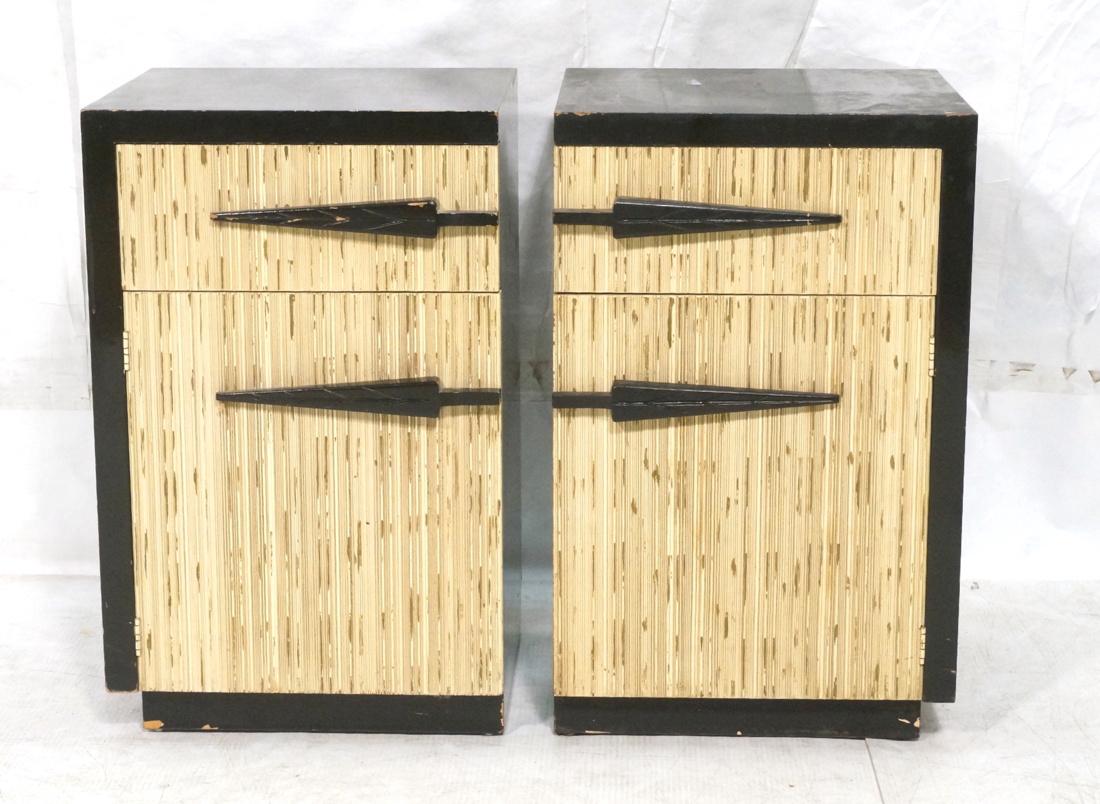 Pr Modernist Black Lacquer Night Stands. Speckled (1 of 8)