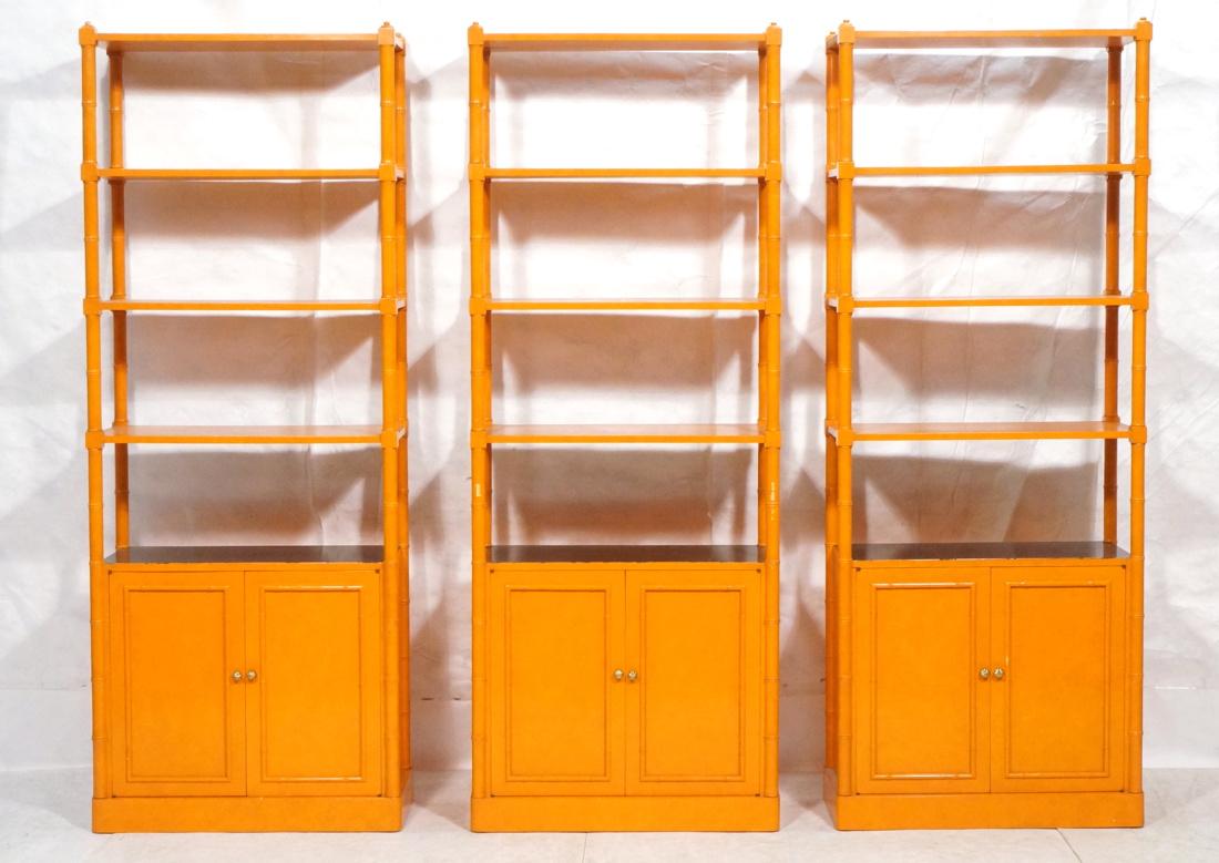 Set 3 Orange Faux Bamboo Etagere Bookcases. Each (1 of 9)