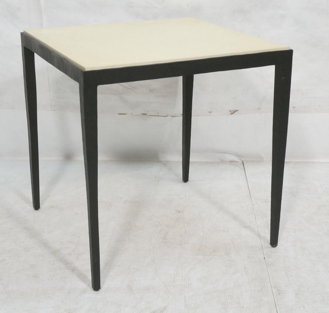 Black Iron Square Cafe Table. Inset stone top. He (1 of 7)