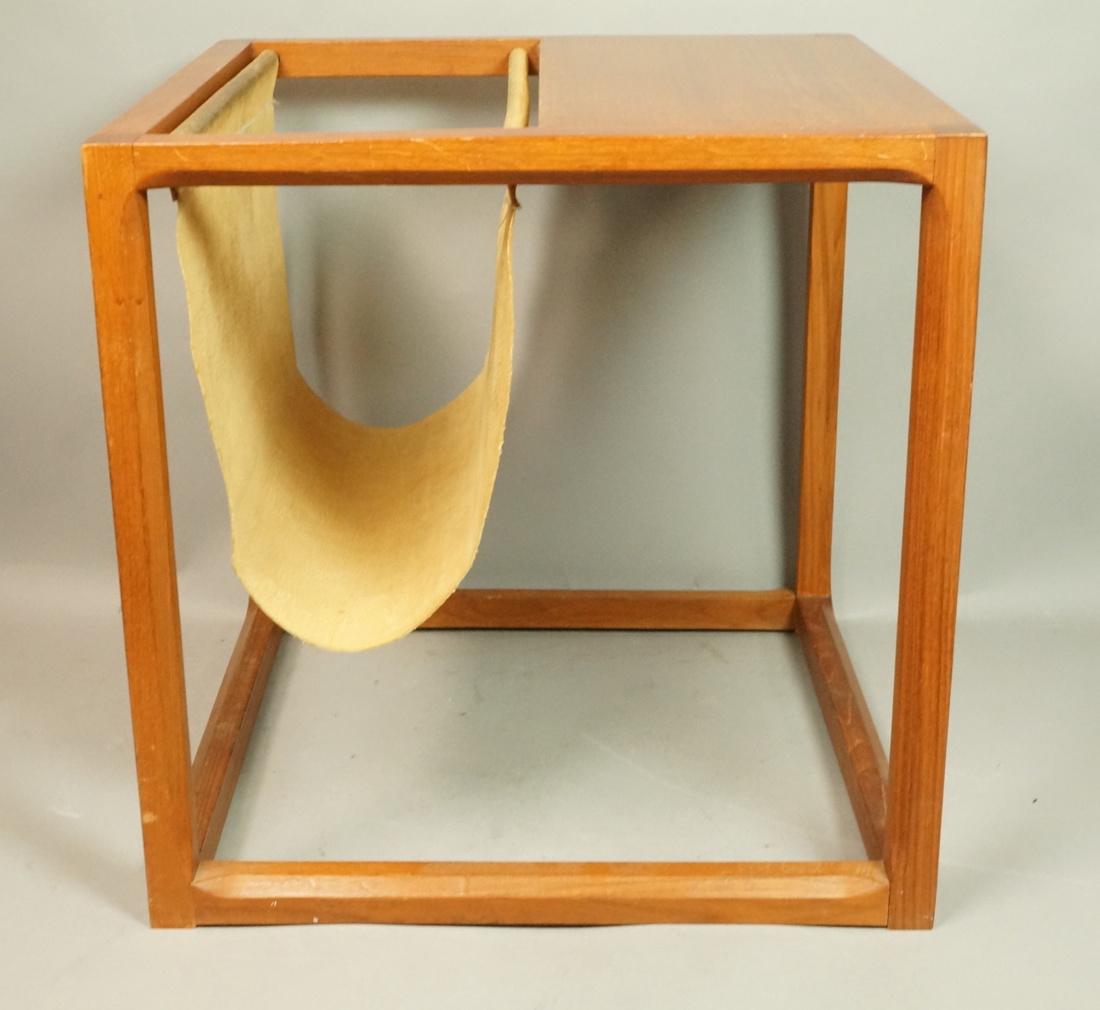 Danish Teak Magazine Rack Table. Open cube form f (1 of 9)