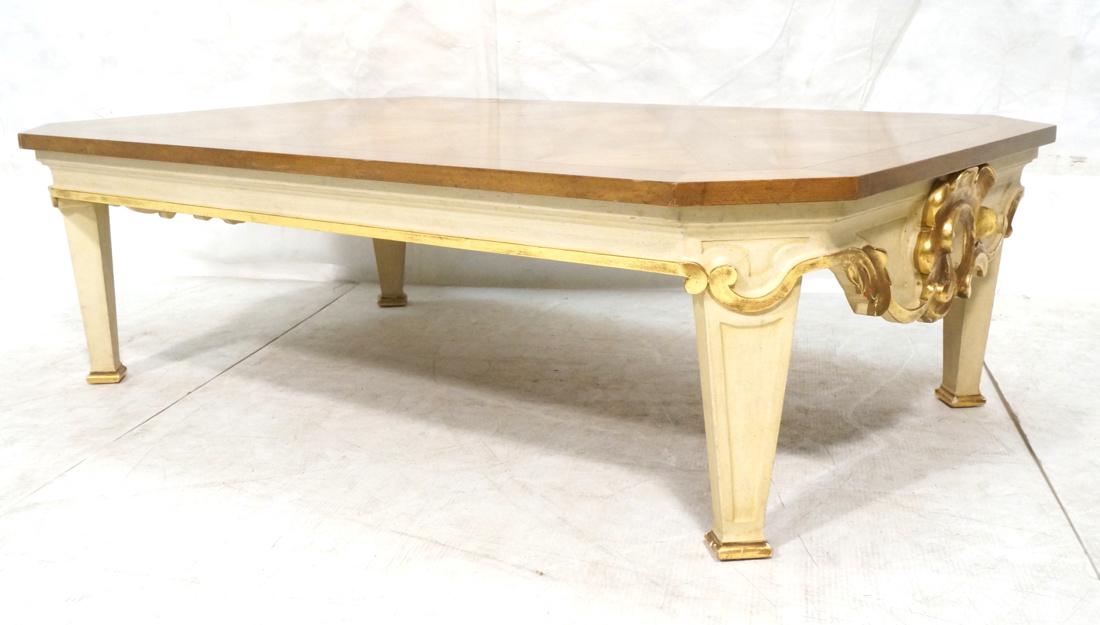 BAKER wood top coffee table. Painted wood base & (1 of 9)