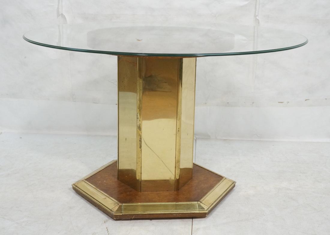 Round Glass Top Dining Table. Hexagonal Brass & B (1 of 9)