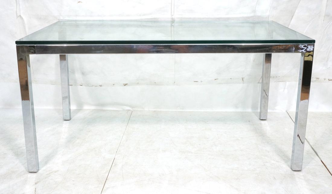 Chrome Frame Glass Top Modern Dining Table. Thick (1 of 9)