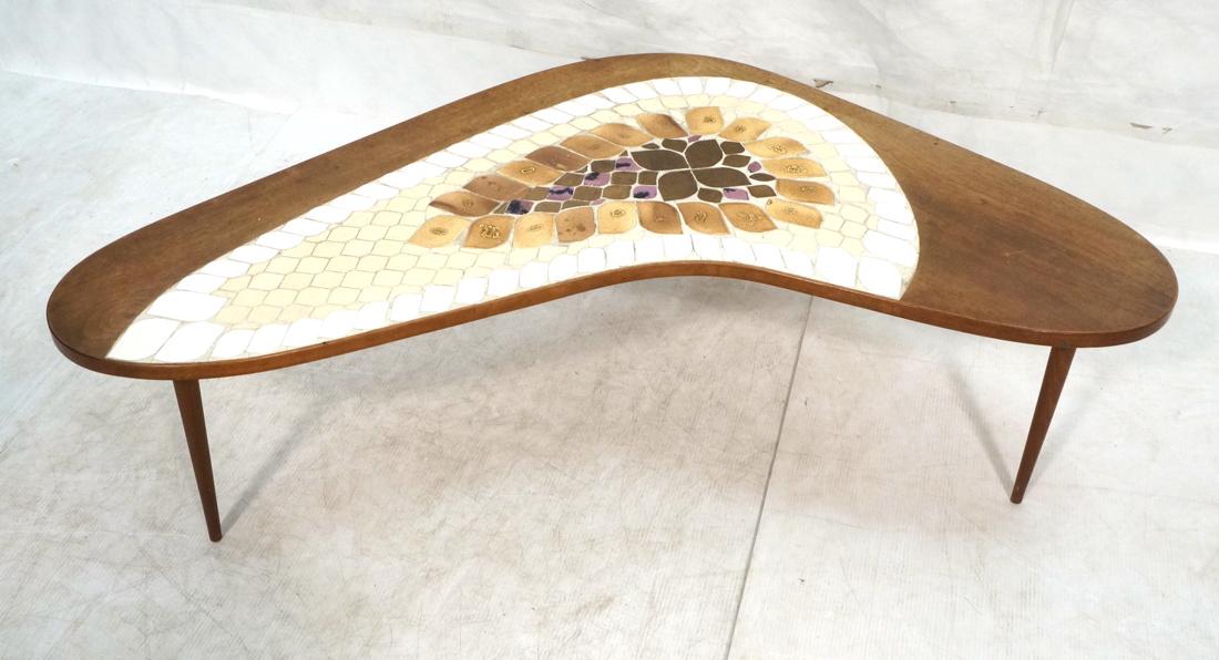Modernist Boomerang Cocktail Table. Inlaid Tiles; (1 of 8)