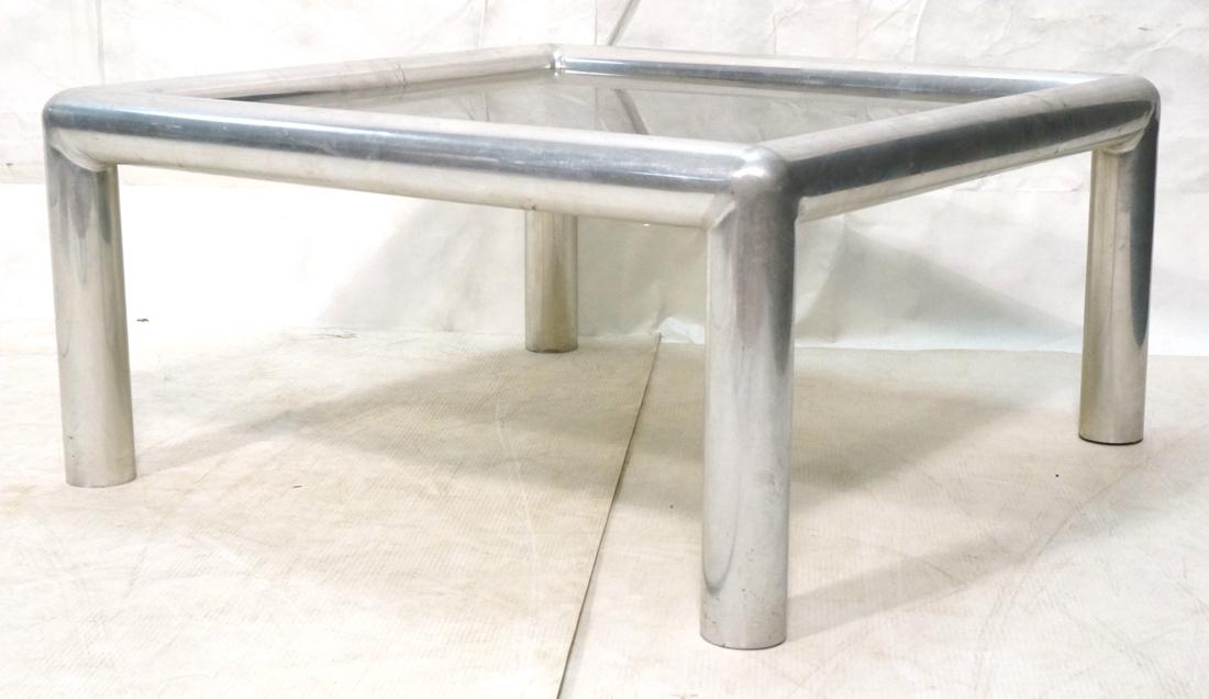 Thick Aluminum Tube Square Coffee Cocktail Table. (1 of 7)
