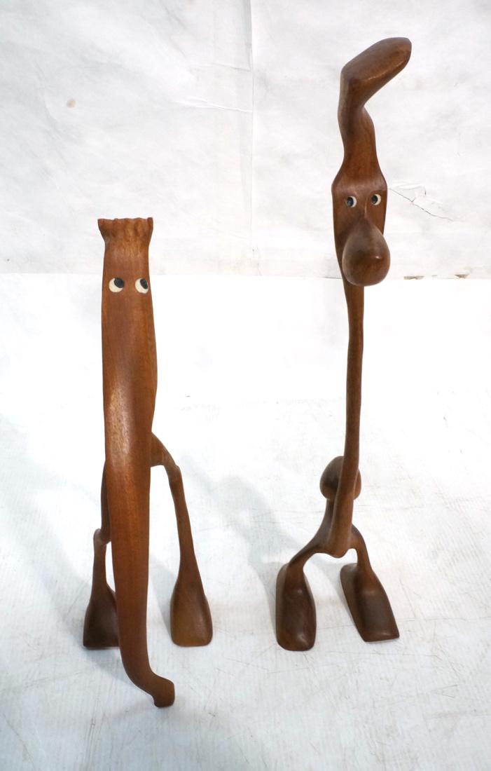 2pc Danish Carved Wood KNUD ALBER Figural Sculptu (1 of 9)