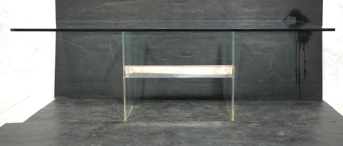 Glass Lucite and Steel Dining Table.  Large glass (1 of 6)