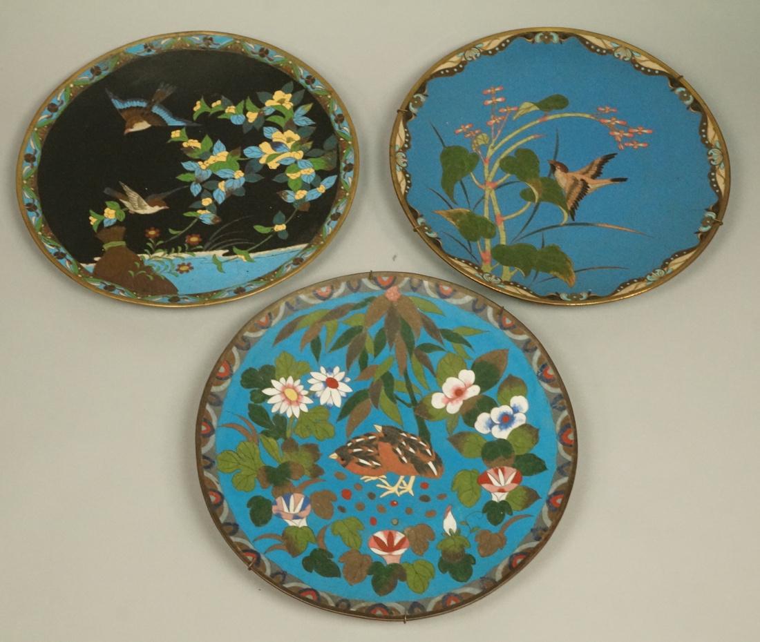 3pc Champleve Asian Enamel Charger Plates. All wi (1 of 7)