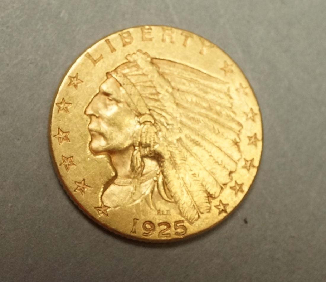 1925 Indian 2 1/2 Dollars Gold Coin. dwt 2.6 (1 of 5)