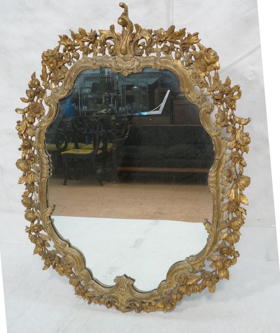 Ornate Antique Large Carved Wood Mirror. Deep rel (1 of 5)