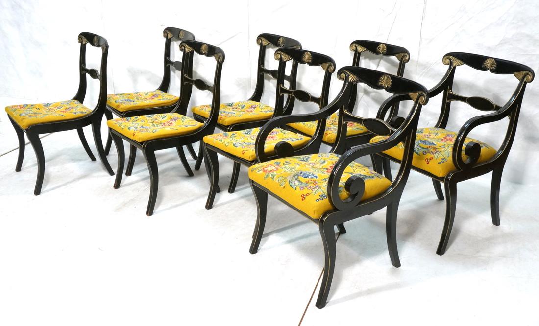 Set 8 Ebonized KITTINGER Regency Style Chairs. 2 (1 of 9)