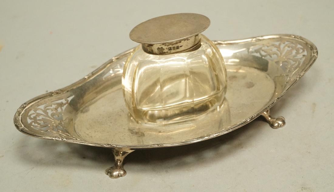 English Hallmarked Sterling Crystal Inkwell. Pier (1 of 9)
