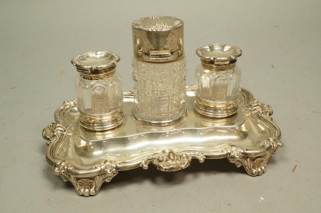 Sterling Birmingham Crystal Inkwell Set. Rich orn (1 of 10)