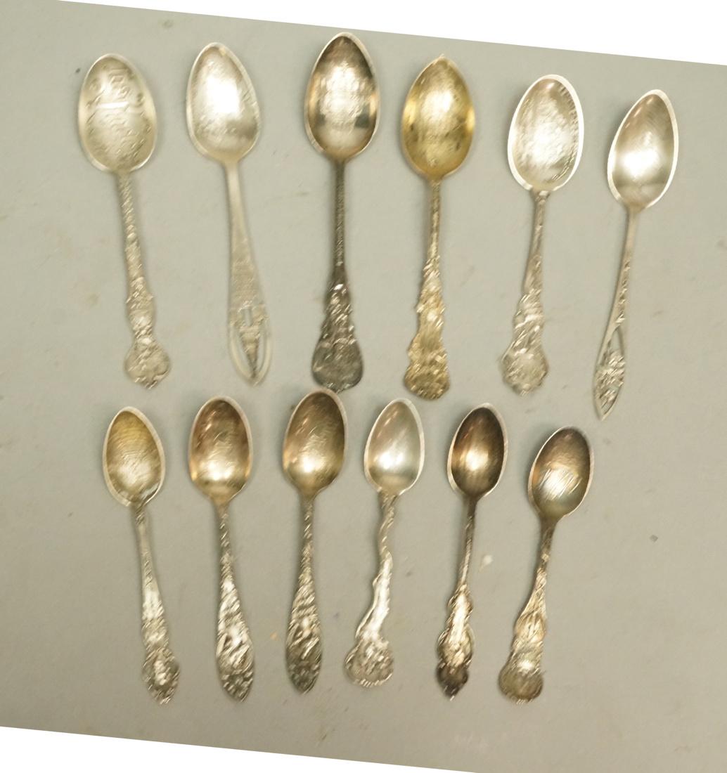 12pc Sterling Souvenir Spoons. 6 demitasse & 6 te (1 of 6)