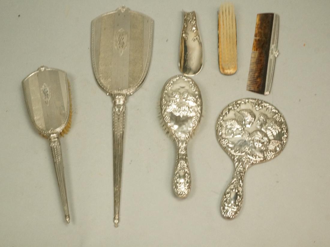 7pc Silver Ladies Dresser Items. Hand mirrors, br (1 of 6)