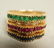 18K Gold Ring Emerald, Ruby & Diamond. Sz 10