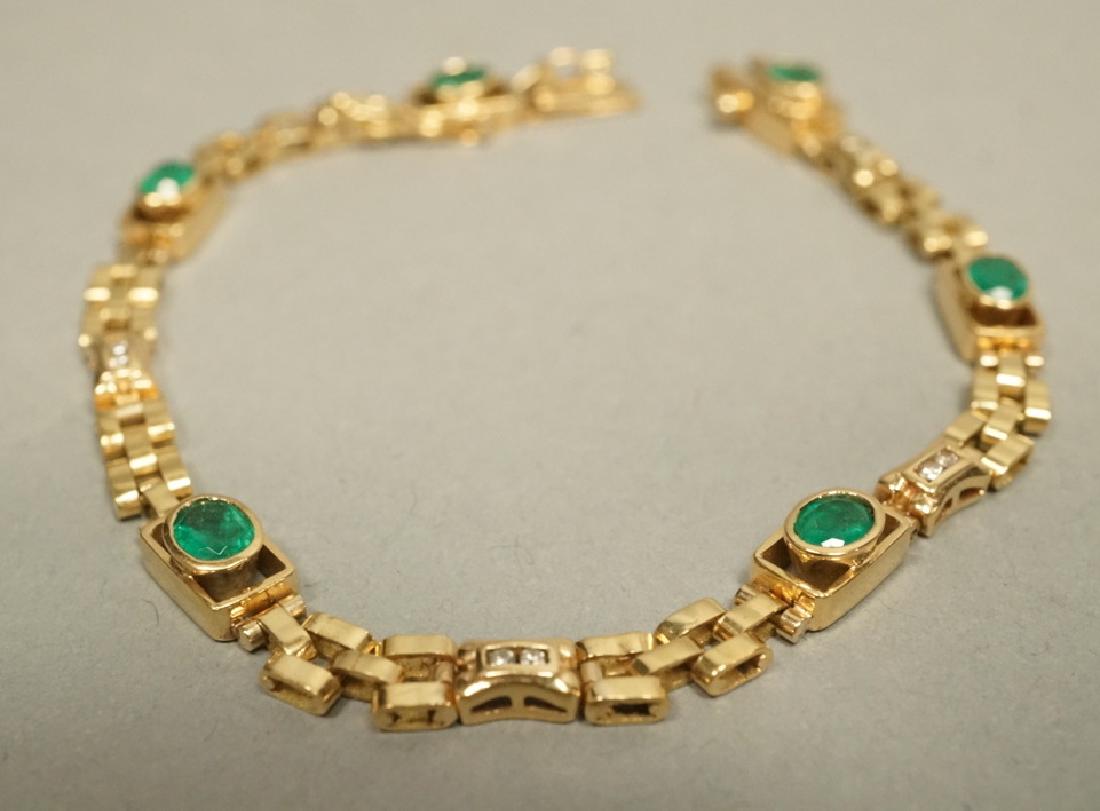 18K Gold Diamond & Emerald Bracelet. Oval emer (1 of 2)
