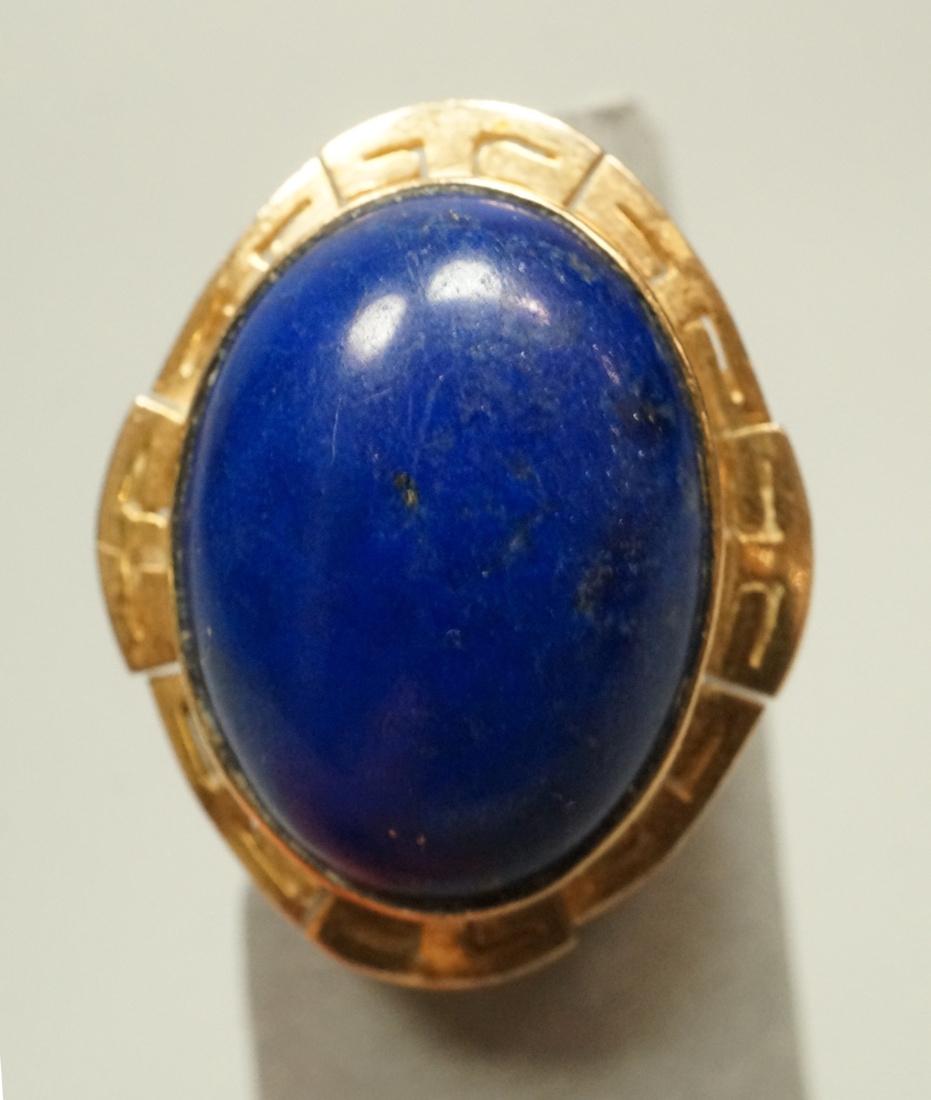 14K Gold Cocktail Ring w Blue Cabochon Stone Size (1 of 5)