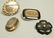 4pc Victorian Mourning Jewelry. 3 hair locket pin
