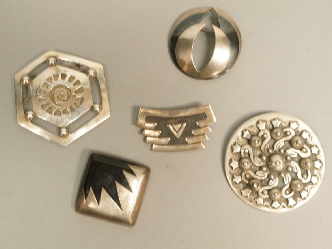 5pc Mexican Sterling Jewelry Pins. Large LOS CAST (1 of 9)