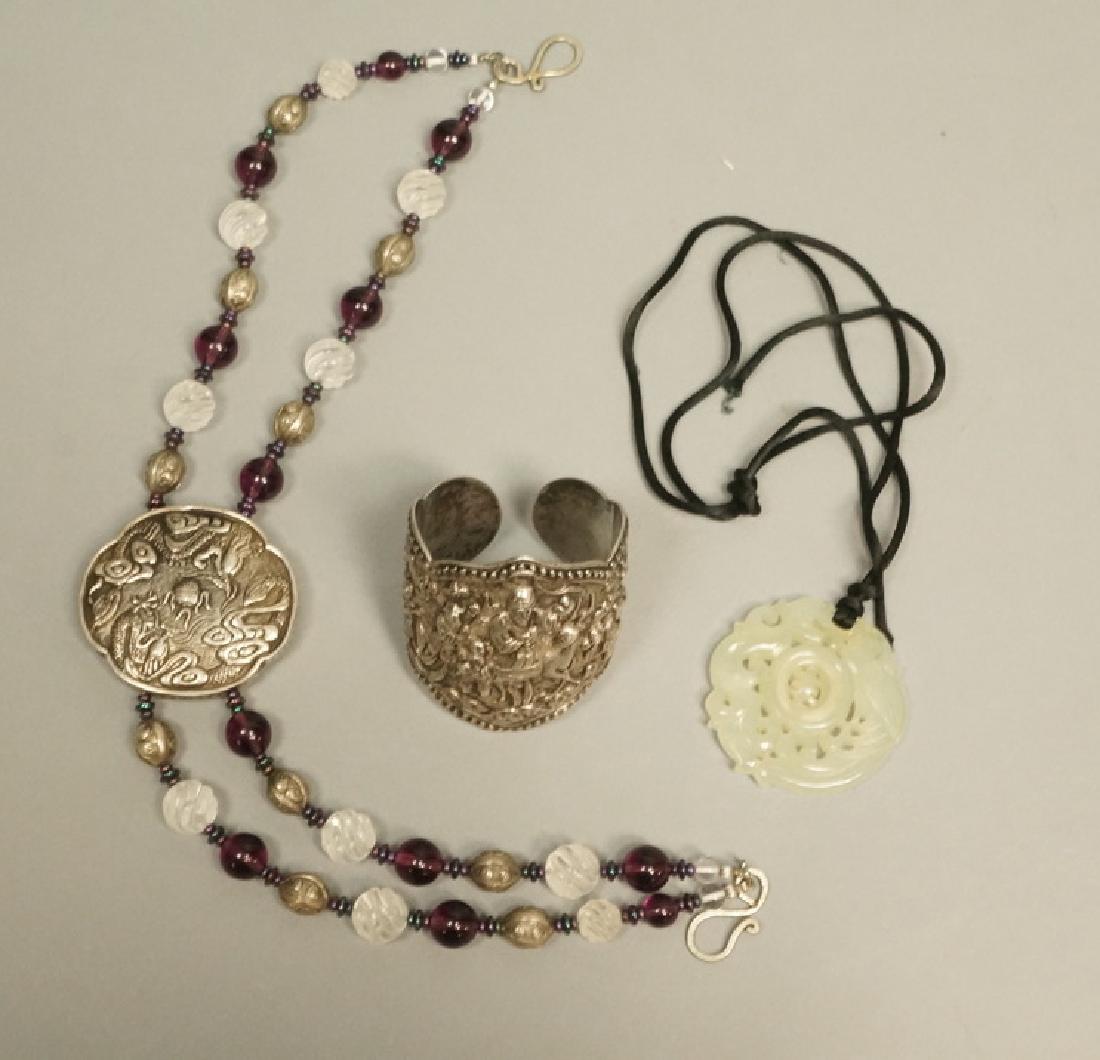 3pcs Chinese Jewelry. Large China silver cuff bra (1 of 8)