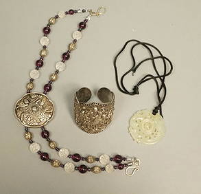 3pcs Chinese Jewelry. Large China silver cuff bra (1 of 8)