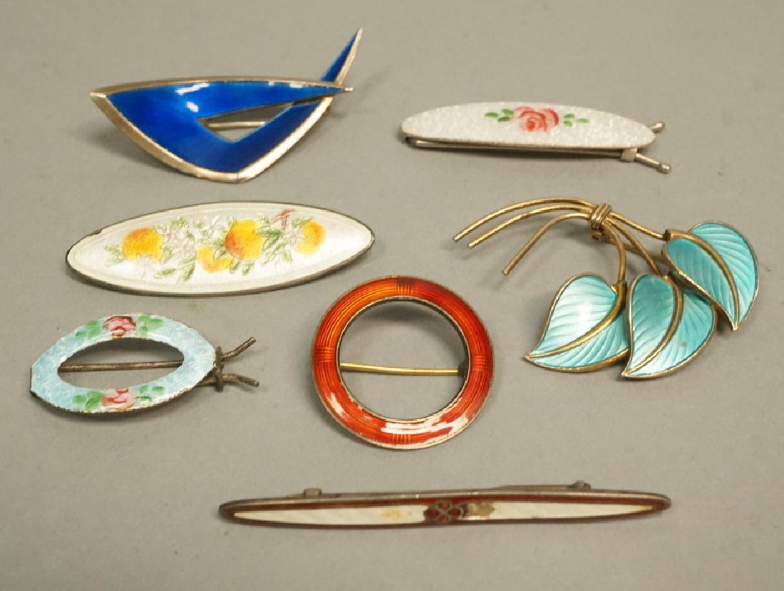 7pc Enamel Jewelry Pins & Barrettes. Modern blue (1 of 7)
