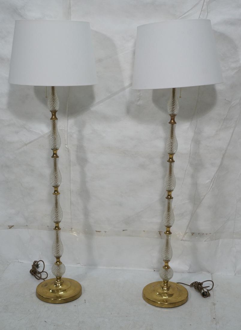 Pr 1950's Swedish Glass & Brass Floor Lamps. Berg (1 of 7)