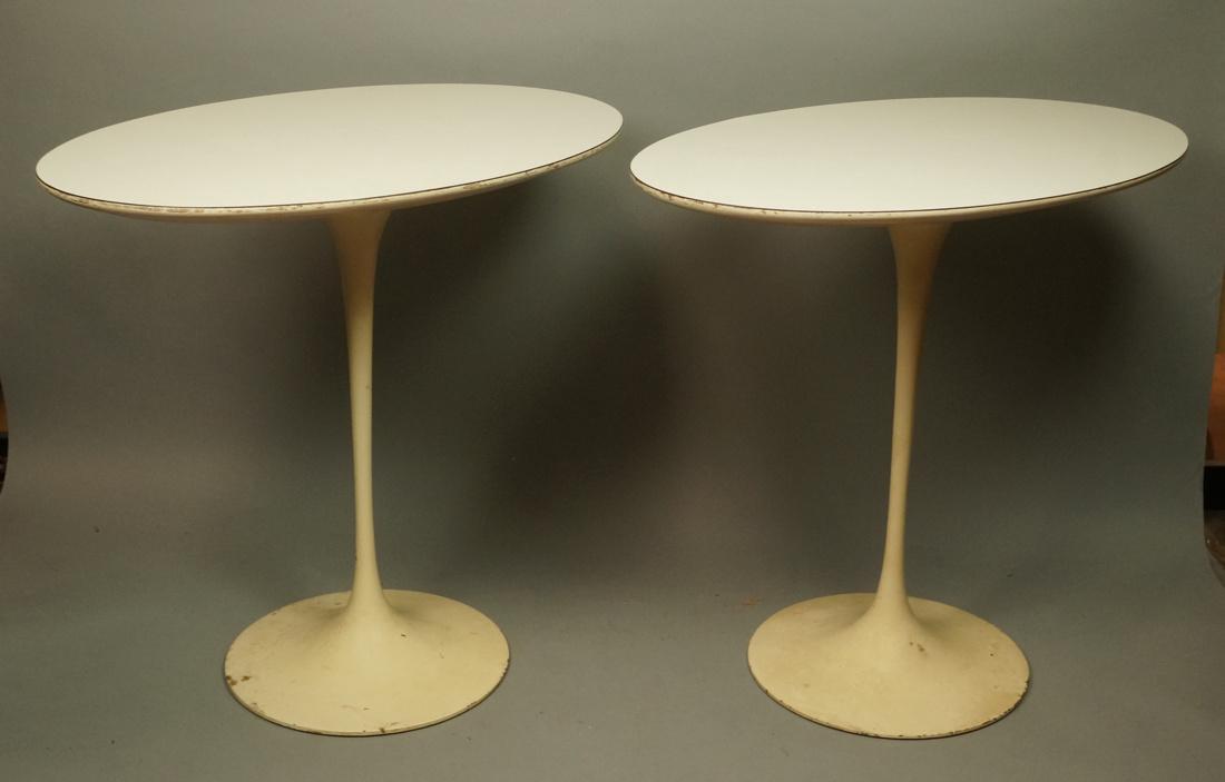 Pr Eero Saarinen Oval End Tables. White laminate (1 of 9)