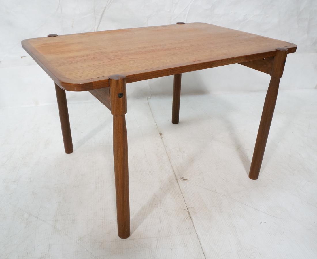 Danish Teak Rectangular Side Table. Round column (1 of 7)