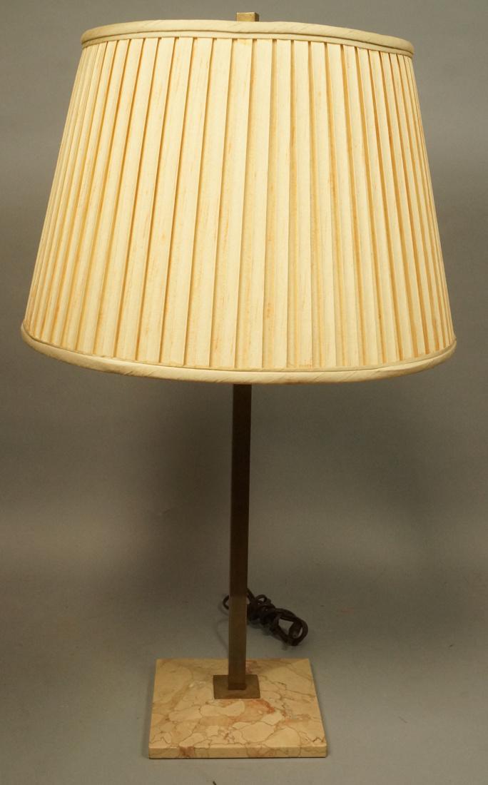 Square Brass Tube Modernist Table Lamp. Tan Grani (1 of 8)