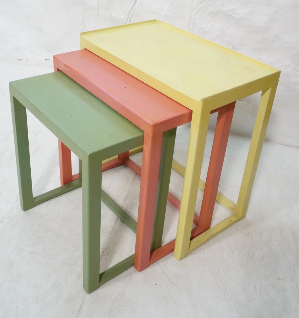 DUNBAR Nesting Tables Yellow, Pink & Green Paint (1 of 8)