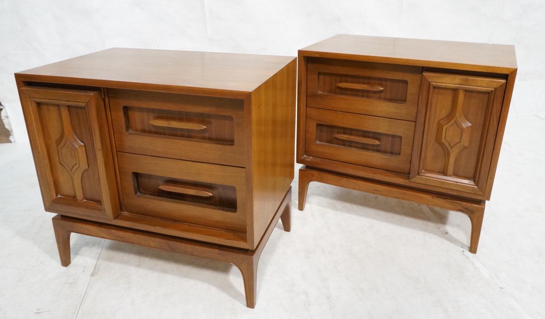 Pr American Modern Walnut Night Stands. 2 drawer, (1 of 8)