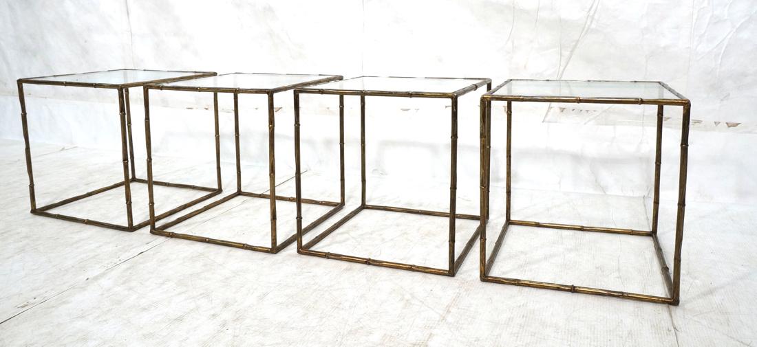 Set 4 Gilt Iron Faux Bamboo Cube Tables. Open met (1 of 5)