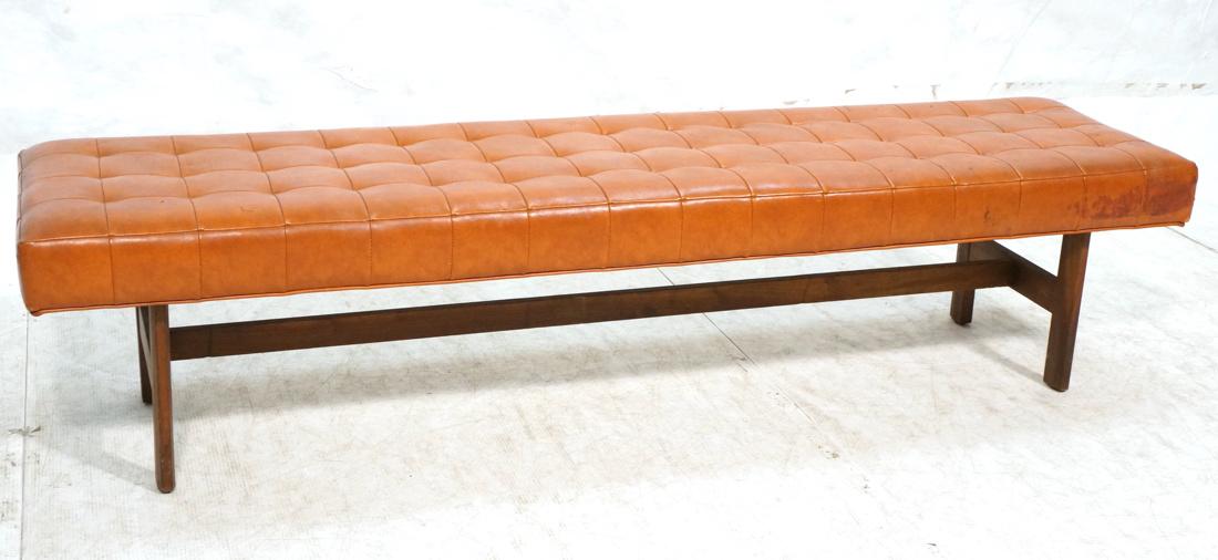Dunbar Style Modernist Long Bench.  Orange Vinyl (1 of 7)