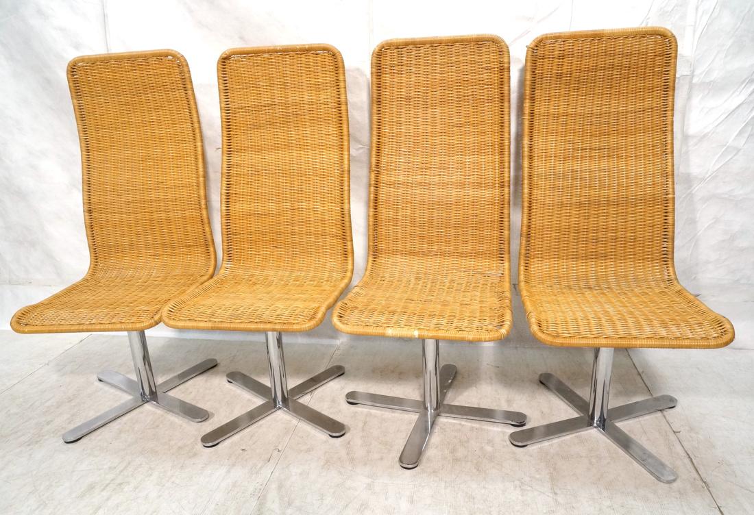 Set 4 70s Modern Italian High Back Wicker Chrome (1 of 8)