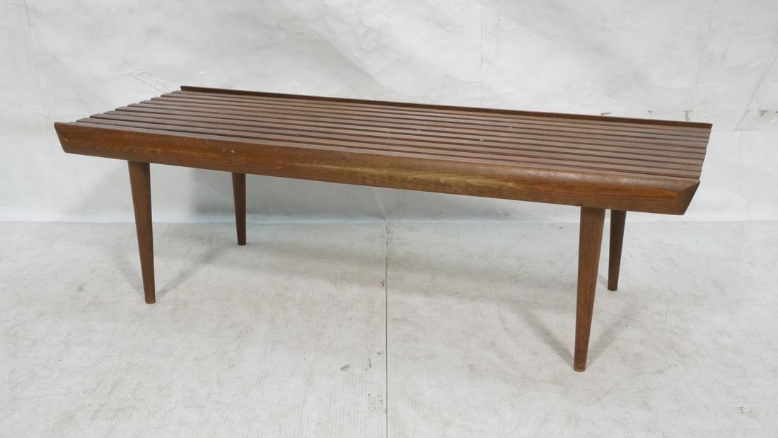 Slat Bench Low Coffee Table. Tapered wood legs. B (1 of 5)