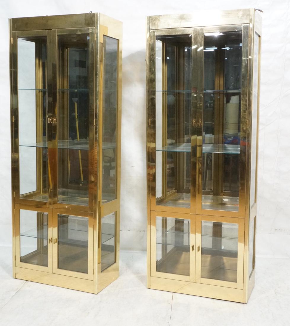 Pr Mastercraft Brass Curio Display Cabinets. Pr g (1 of 7)
