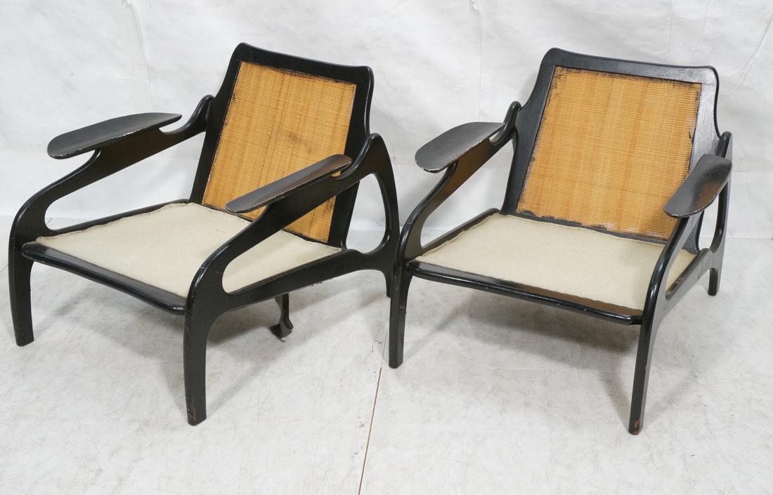 Pair Adrian Pearsall Lounge Chairs. Sculptural wi: Pair Adrian Pearsall Lounge Chairs. Sculptural with wide arms. Painted black.-- Dimensions: H: 28 inches: W: 30 inches: D: 28 inches ---