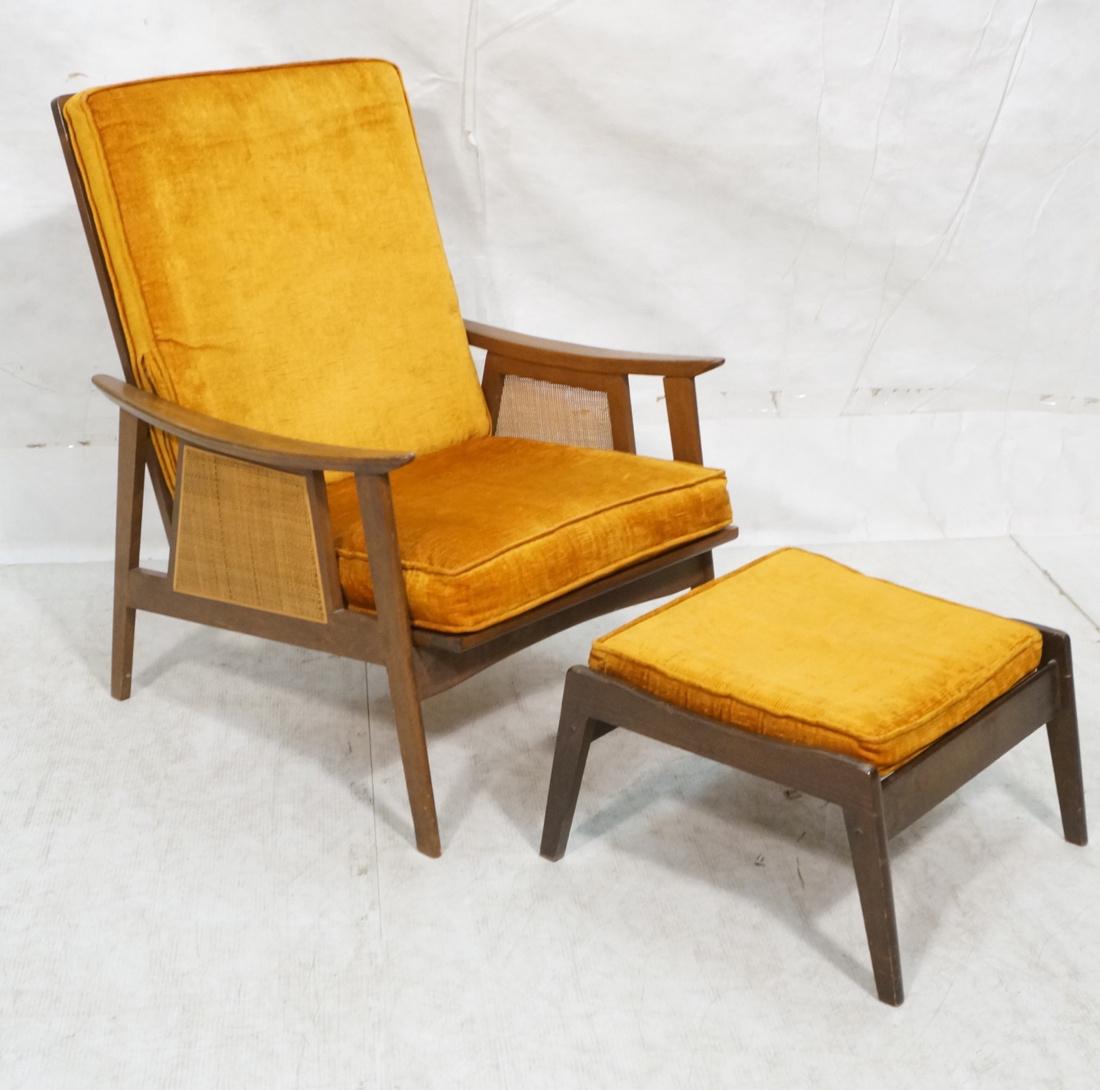 Mid Century Modern Tall Back Lounge Chair & Ottom (1 of 9)