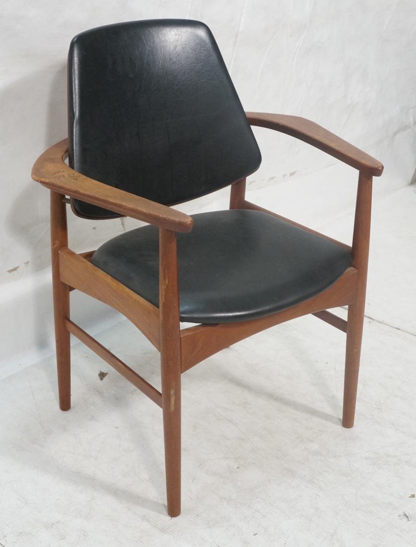 Black Vinyl Danish Modernist Arm Lounge Chair. Bo (1 of 9)