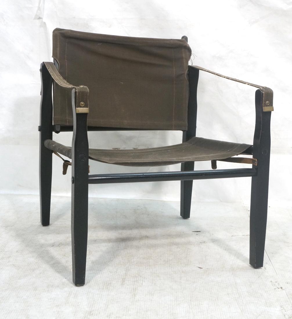 Dark Canvas Wood Safari Chair. Kaare Klint style. (1 of 9)