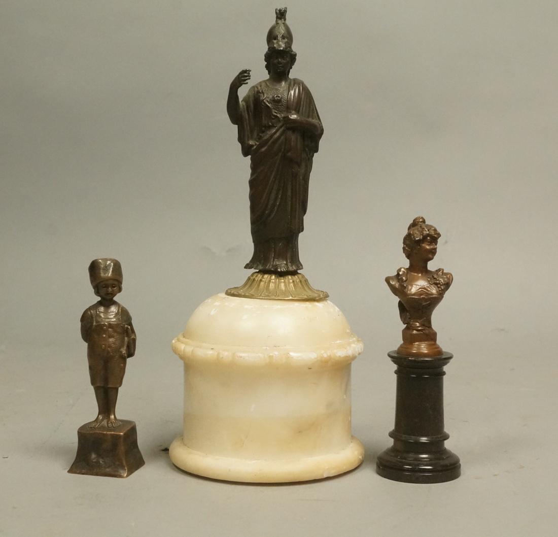 3 Bronze Figures. Figural woman in Grecian robe m (1 of 8)