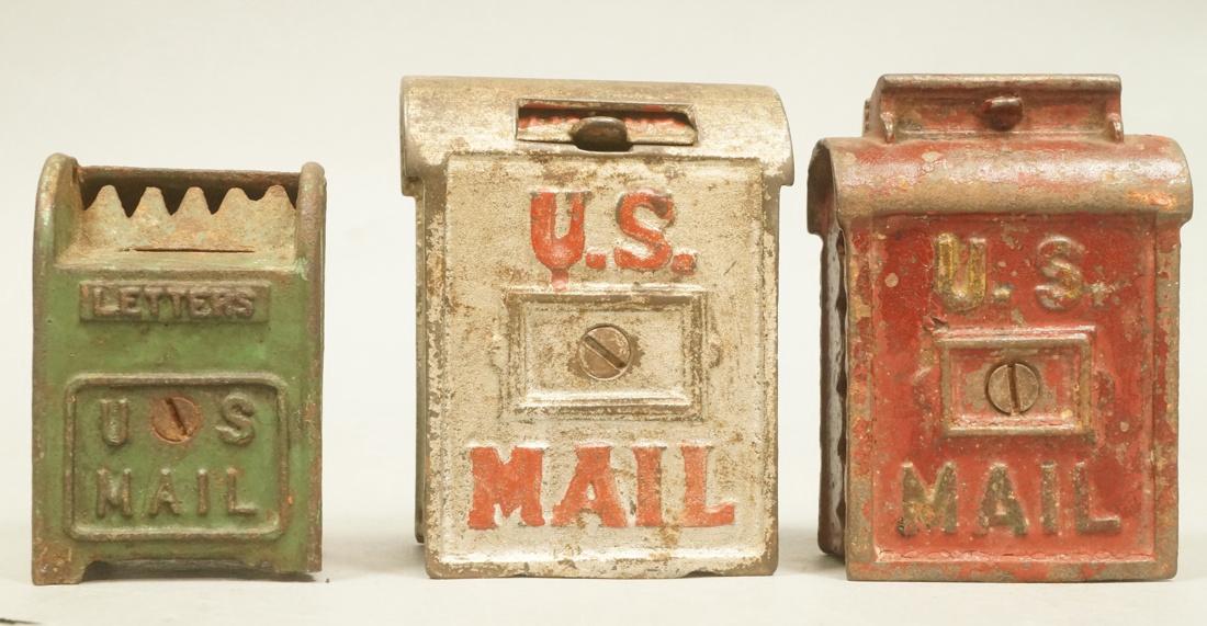 3 US Mail Cast Iron Vintage Savings Banks. All ma (1 of 5)