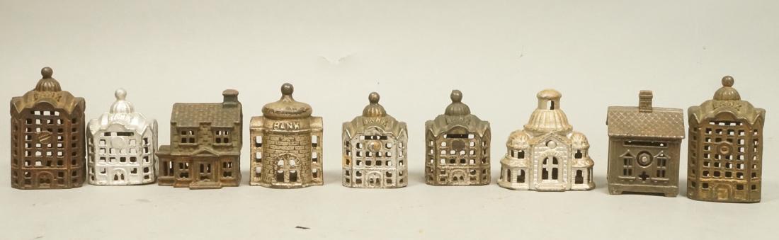 9 Vintage Cast Metal Building Banks. Architectura (1 of 10)