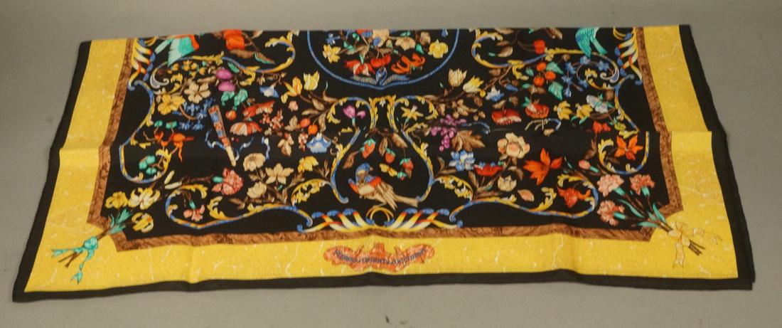 HERMES Hand Rolled Edge Silk Scarf. "Pierres d'Or (1 of 8)